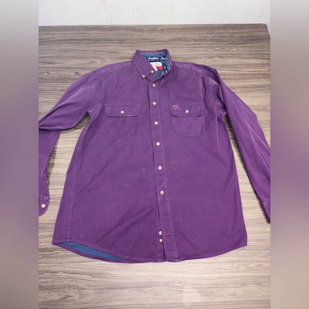 George Strait Wrangler Purple Button Up Shirt Size Medium